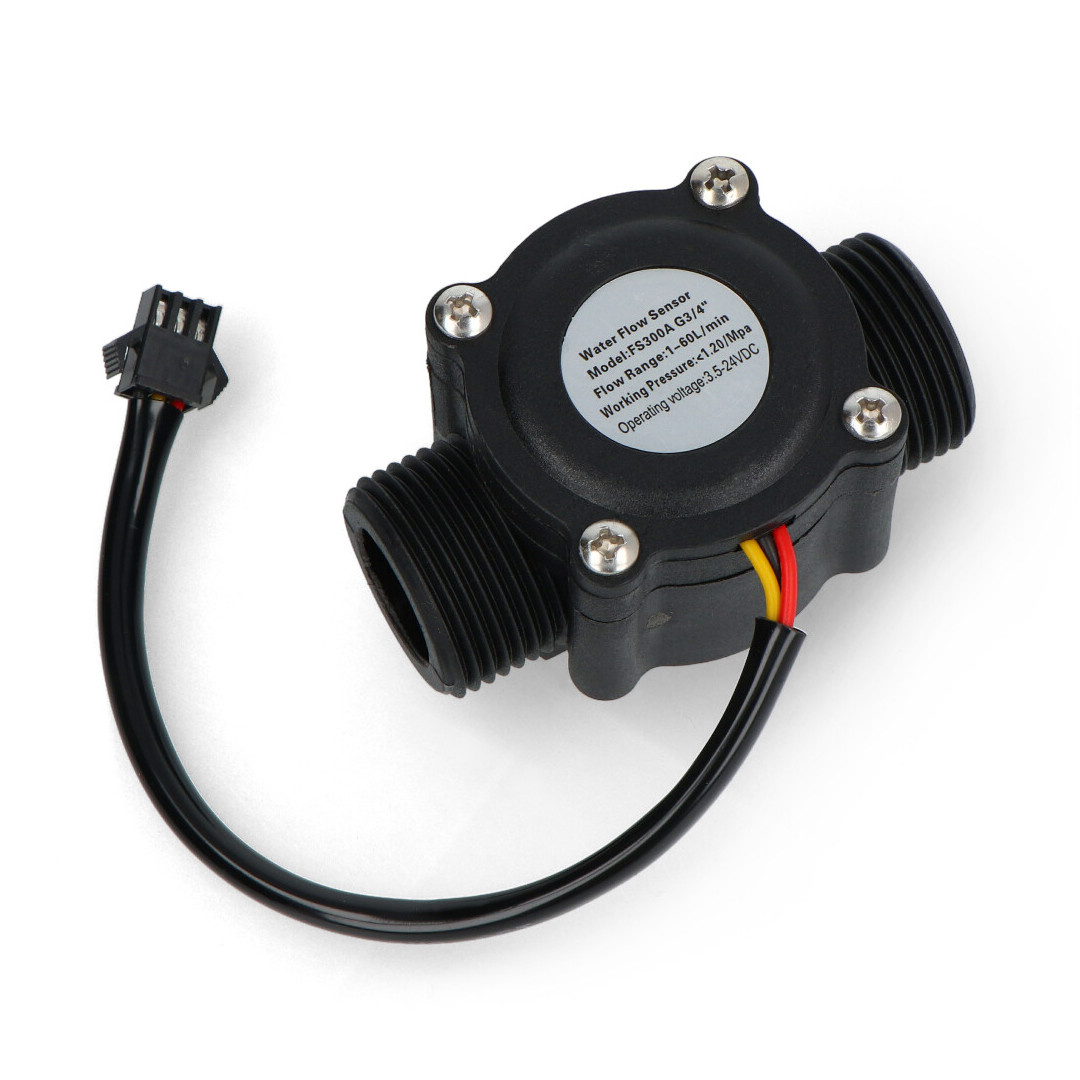 Czujnik przepływu cieczy FS300A 60l/min - gwint 3/4''